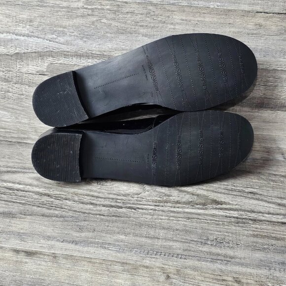 Stuart Weitzman Black Patent Leather Buckle Slip On Loafer Shoe - Picture 6 of 8